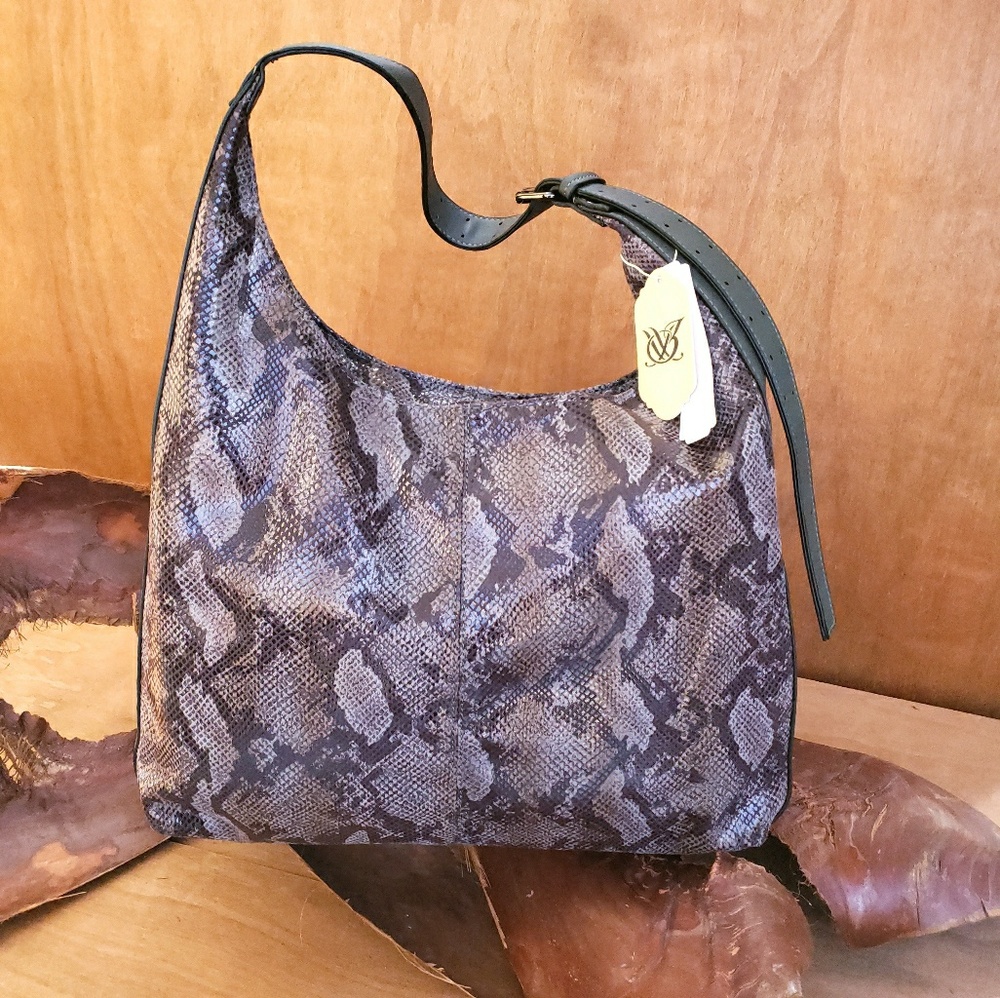 Gray Snake Skin Print Hobo Purse
